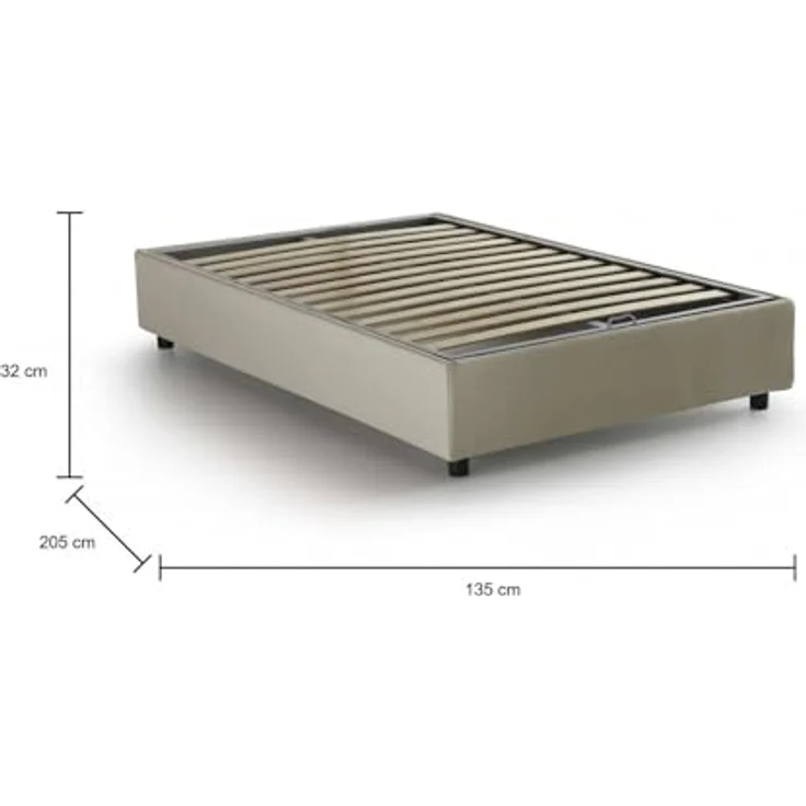 Talamo Italia - Nicole Doppelbett, Bettkasten mit Stoffbezug, 100 % Made in Italy, Öffnung vorne, geeignet für Matratze 120x190 cm, Beige – Bild 2