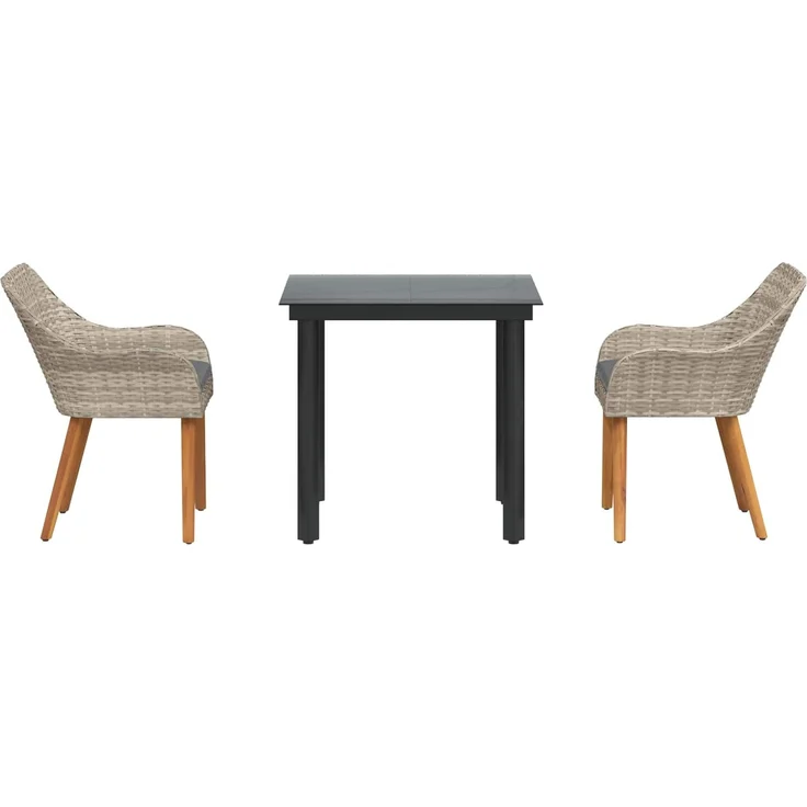 vidaXL Garten Essgruppe 3 stk. Hellgrau Poly-Rattan 3261712 – Bild 7