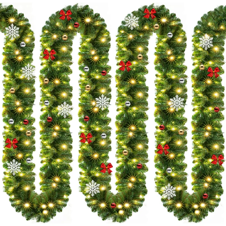 Casaria 2er Set Weihnachtsgirlande 80LEDs mit Deko – Bild 1