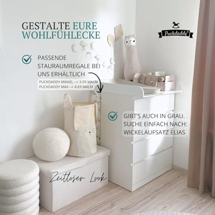 Puckdaddy 'Moritz' Wickelaufsatz weiß, für IKEA Malm – Bild 6