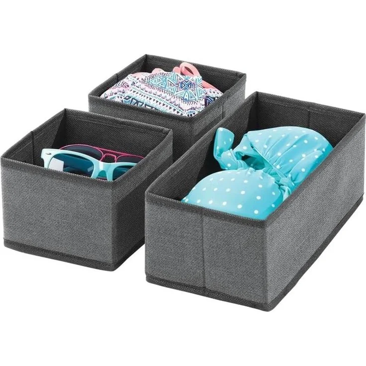 Aufbewahrungsbox Stoffkisten Organizer mDesign 6er Set dunkelgrau/schwarz – Bild 7
