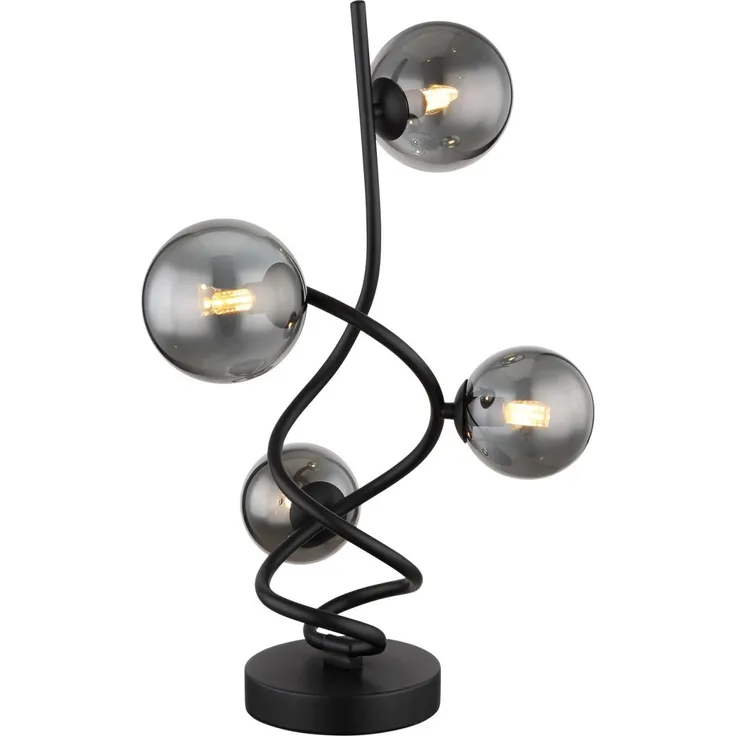 LED Tischleuchte, Metall, Glas Rauchfarbe, DH 52 cm