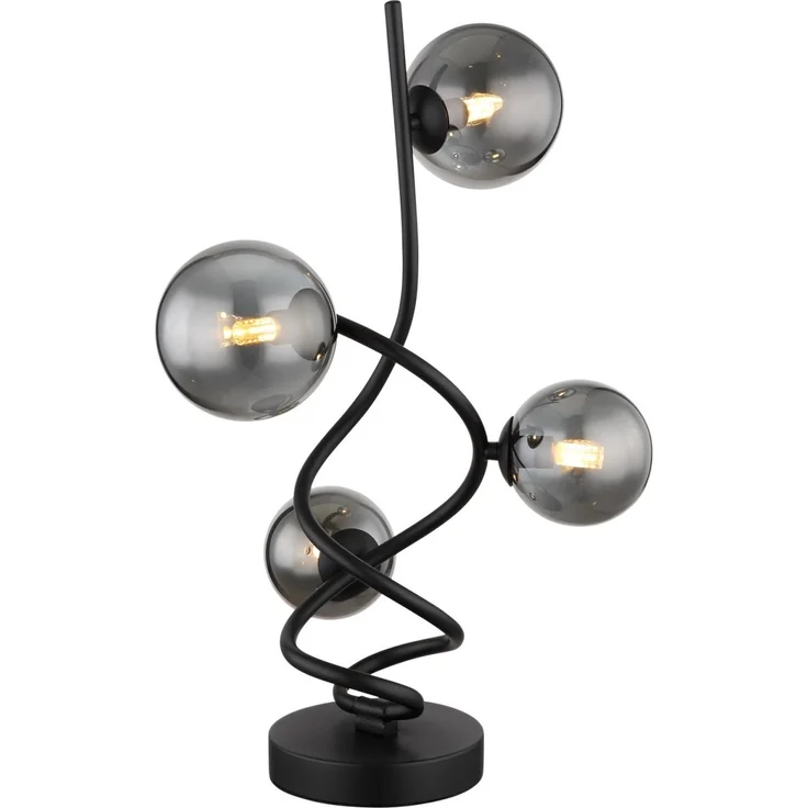 LED Tischleuchte, Metall, Glas Rauchfarbe, DH 52 cm – Bild 1