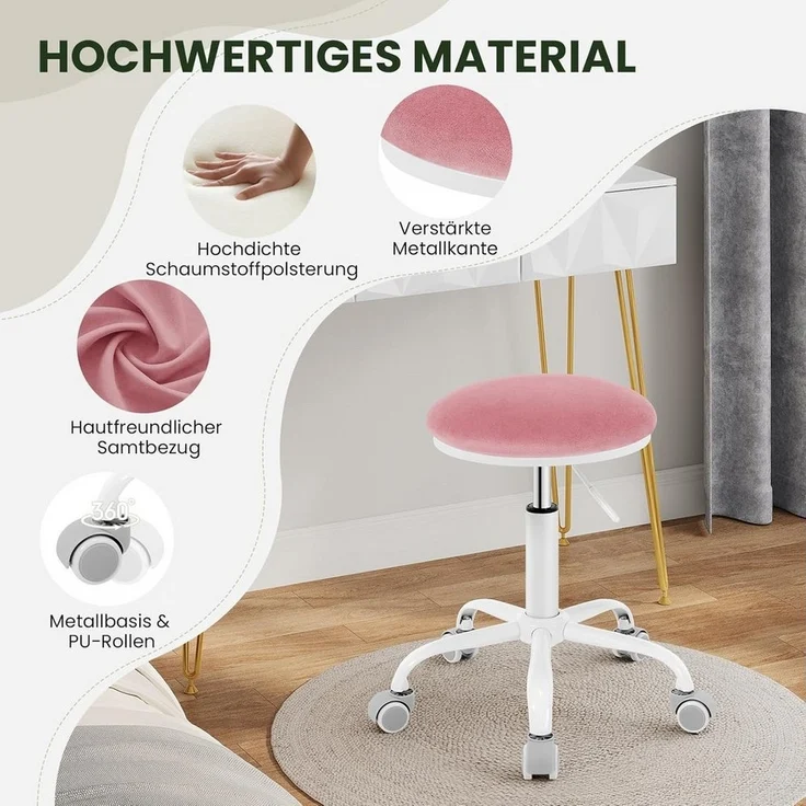 EUGAD Barhocker, Schminkstuhl höhenverstellbar drehbar, runder Hocker 360° drehbar – Bild 3