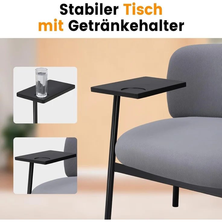 COMHOMA Loungesessel Sessel Relaxsessel Ohrensessel modern, Polsterstuhl mit Metallbeinen, Einzelsofa für Wohnzimmer/Schlafzimmer/Garten, Grau – Bild 5