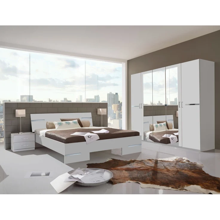Komplettschlafzimmer >Anna< in WEISS - 509x208x210cm (BxHxT) – Bild 1
