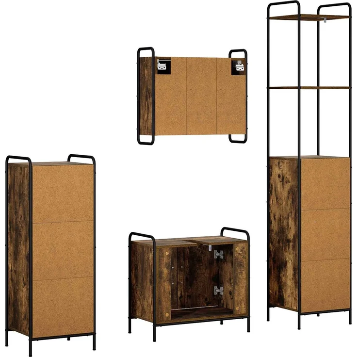 vidaXL Badezimmerschrank-Set 4 stk. Räuchereiche 40 x 36 x 200,5 cm 3444665 – Bild 8