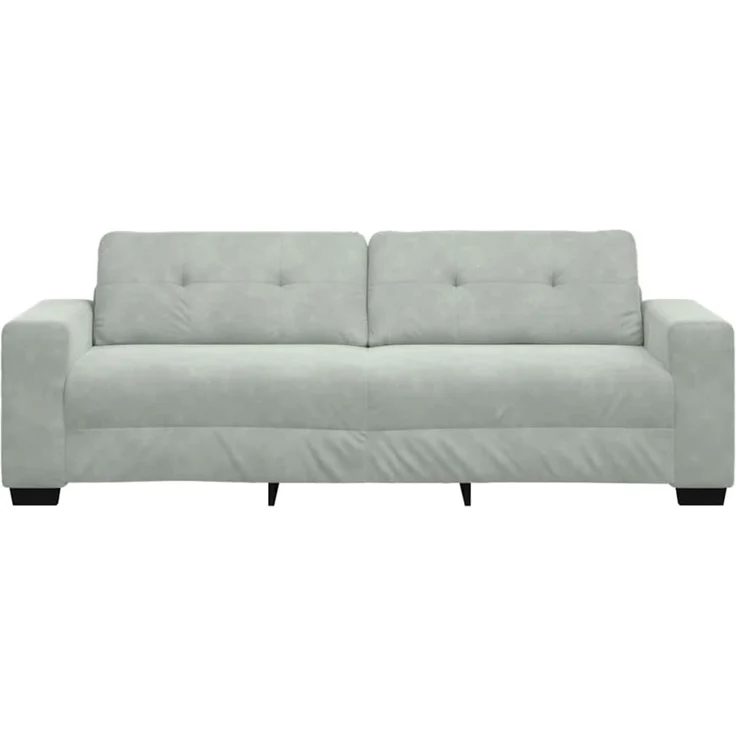 vidaXL 3-Sitzer-Sofa Hellgrau 220x78x80 cm Samt 4105134 – Bild 4