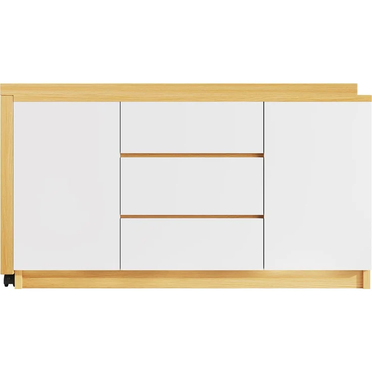 ZUBALIYA drehbarer Eckschreibtisch auf Rollen, feststellbare Rollen, H 76.5 × B 120 × T 50 cm, Eiche / Weiß, flexibel aufstellbar, für Büro und Homeoffice – Bild 9