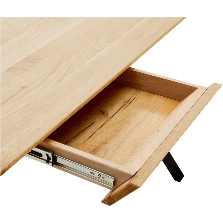 Linea Natura 'BERN' Schreibtisch, Massivholz Eiche, 120 x 76 x 65 cm, mit 2 Schubladen – Bild 9