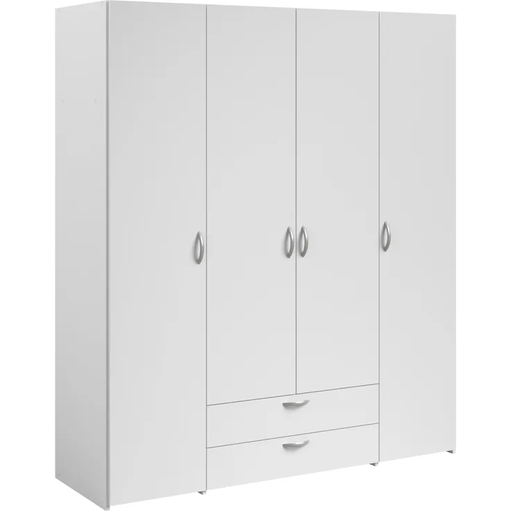 Kleiderschrank >Daily 1< 2 Schubladen, 4 Türen, in Weiss - 160x185x51cm (BxHxT)