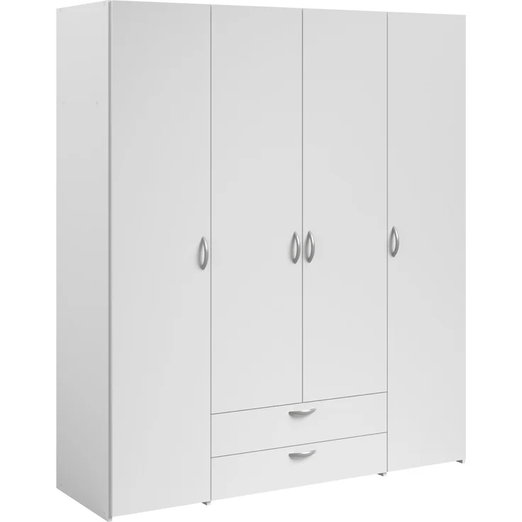Kleiderschrank >Daily 1< 2 Schubladen, 4 Türen, in Weiss - 160x185x51cm (BxHxT) – Bild 1