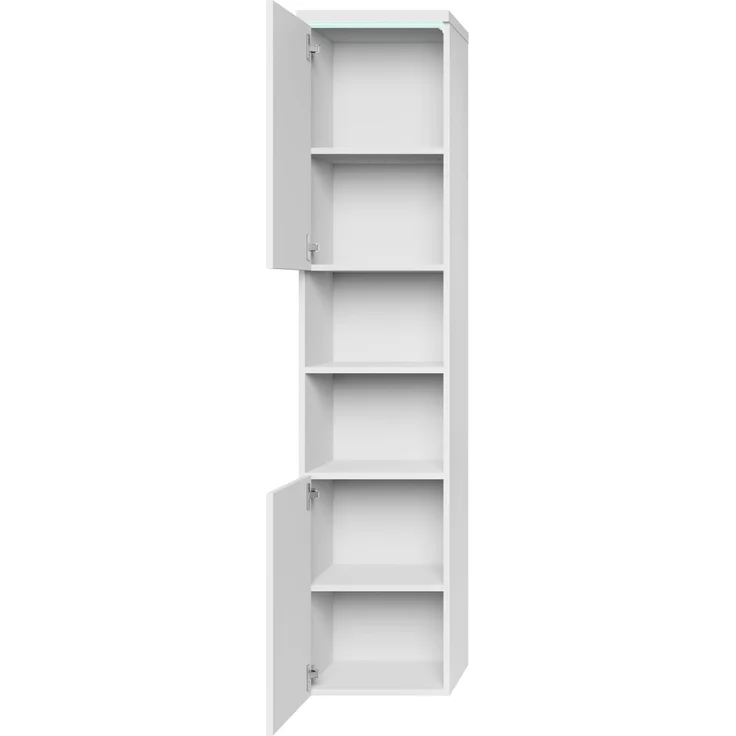 Badplaats Badezimmerschrank Paso 35 x 35 x 160 cm Weiß Hochglanz - Hoch Badschrank Mit 2 Türen – Bild 2