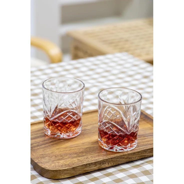 ECHTWERK Whiskyglas Tumbler Set ca. 330ml, 4-tlg, Glas, mit Schliffoptik und Reliefstruktur – Bild 4