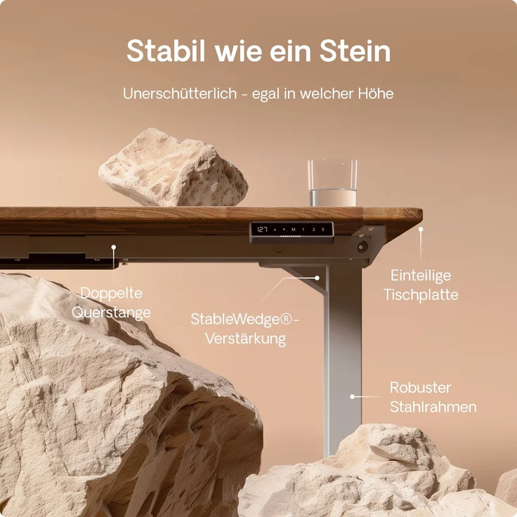 Desktronic HomePro Elektrisch höhenverstellbarer Schreibtisch 180x80cm Massive Walnuss/Grau mit Memory-Funktion, Anti-Kollisions Technologie, USB-A und USB-C-Ladeanschlüssen – Bild 4