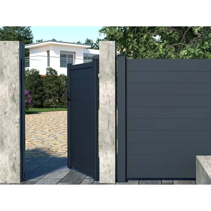 Vente-unique - NAZARIO Pedestrian gate Metall Grau - B 4,6 cm x H 161 cm x L 100 cm – Bild 2
