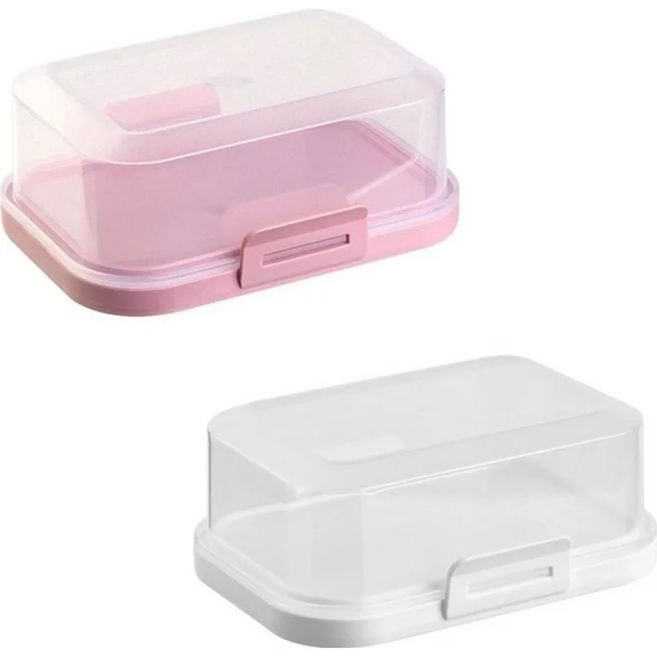 Engelland Butterdose Stapelbare Butter-/Käsedose, Kunststoff, (Vorteils-Set, 2-tlg, mit sicherem Klickverschluss), stapelbar, platzsparend, Ordnung im Kühlschrank, BPA-Frei, Mehrzweck – Bild 4