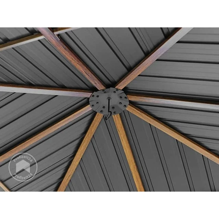 Gartenpavillon 3x3 m Holzoptik, Stahldach Hardtop 4 Seitenteile in champagner – Bild 5