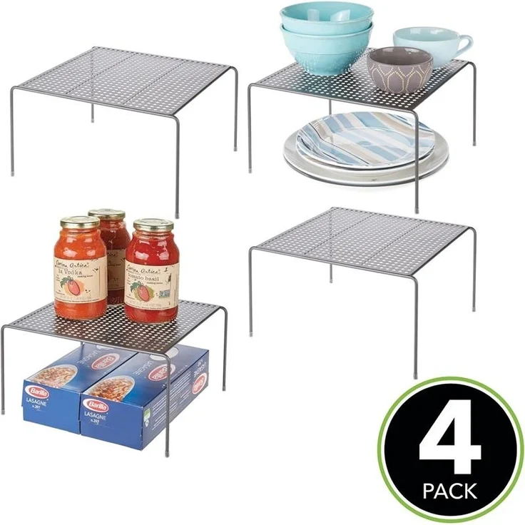 mDesign Geschirrablage Küchenregal Aufbewahrung Organizer 4er Set Metall Graphit – Bild 4