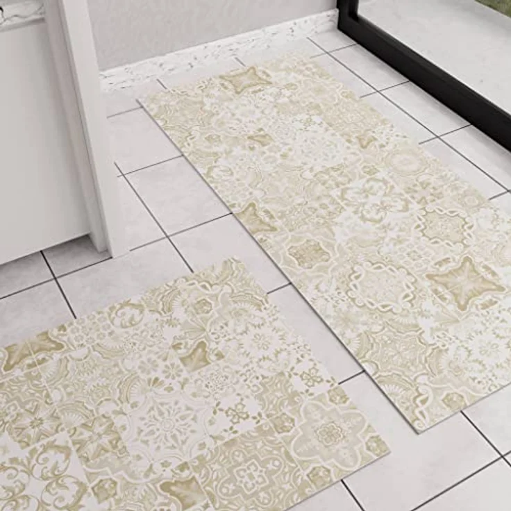 PETTI Artigiani Italiani - Teppich für Küche, rutschfest, waschbar, Läufer für Küche, Teppich, Küchenläufer, 52x440 cm, Design Vietri Taupe, 100% Made in Italy – Bild 1