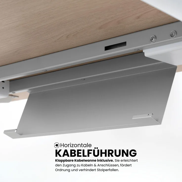 bümö manuell höhenverstellbarer Schreibtisch 140x80 in Asteiche, Gestell in graphit - PC Tisch höhenverstellbar & klein, höhenverstellbarer Tisch Büro, kleiner Computertisch verstellbar, X14-R-GG – Bild 5