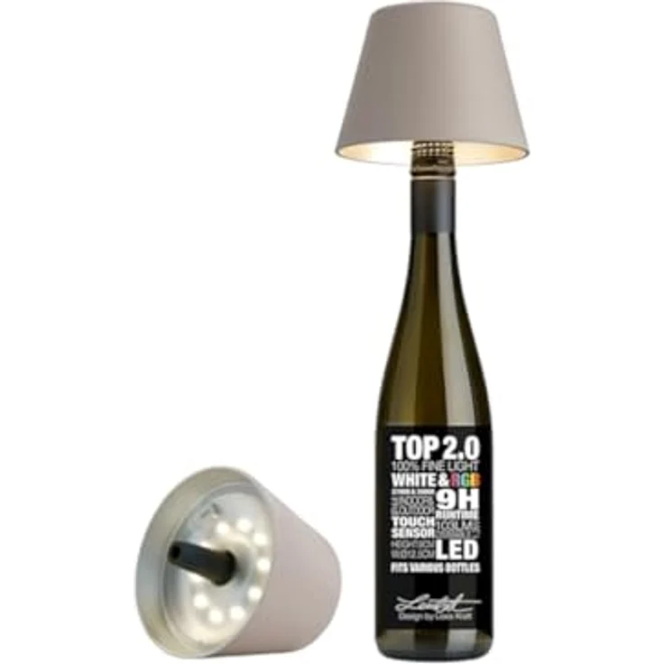 Sompex Flaschenleuchte TOP 2.0 LED RGBW mit Akku, Kunststoff Grau, Ø 12,5 x 11 cm – Bild 2