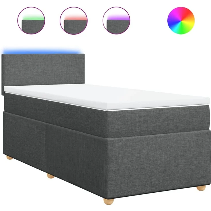 vidaXL Boxspringbett mit Matratze Dunkelgrau 100x200 cm Stoff 3288885 – Bild 2