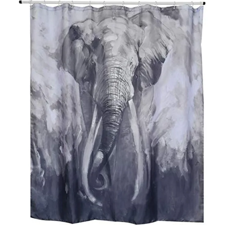 spirella Duschvorhang ELEPHANT Breite 180 cm, Anti-Schimmel Textil-Duschvorhang, Polyester, 180x200 cm, waschbar