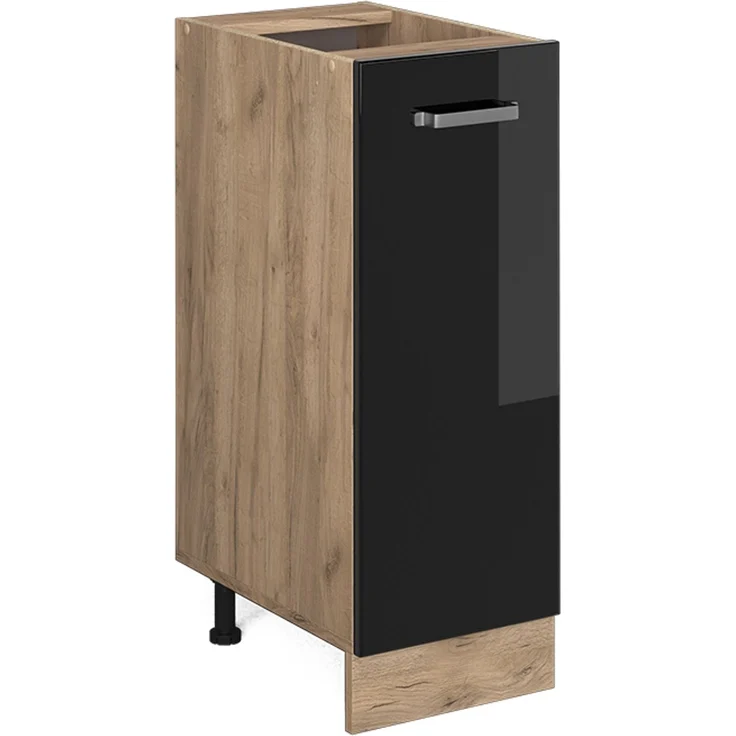 Apothekerschrank R-Line Schwarz Hochglanz 30 cm ohne Arbeitsplatte Vicco – Bild 1