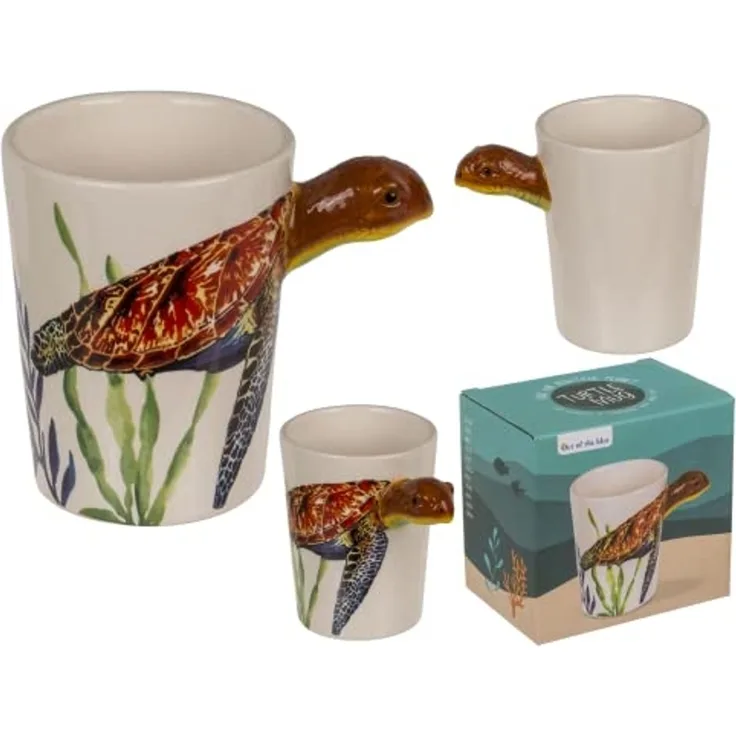 Tasse ca. 300 ml im 3D Design Meereswelt mit verschiedenen Motiven Kaffeetasse Meeresschildkröte