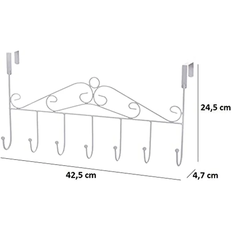 BAYLI Türgarderobe 2er Set 42,5cm Türgarderobe Metall für Montage über der Tür, Kleiderh – Bild 4