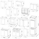 Eckküche Fame-Line Bordeaux Hochglanz/Weiß 287 x 46 cm ohne Arbeitsplatte Vicco