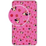 Disney Minnie Mouse Spannbetttuch – Baumwollbettlaken für Kinderbett (90x200+25 cm)