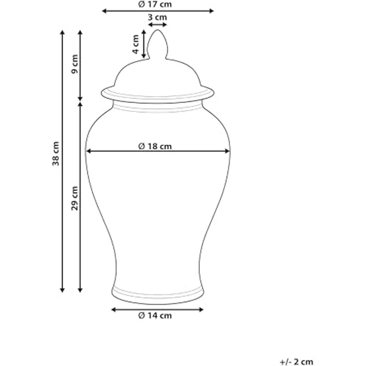 Vase mit Deckel SEWILLA 38 cm Porzellan Rot Weiß – Bild 3