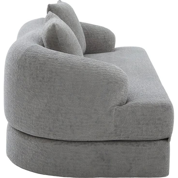ZUBALIYA Schlafsofa 84x65 cm, mit LED - Beleuchtung, mit Chenille - Bezug, modular aufgebaut, mit Schaumstoffpolsterung, Hellgrau – Bild 17