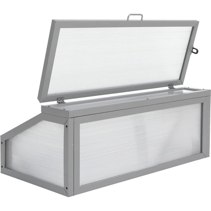 Frühbeetaufsatz HWC-R37, Gewächshaus Pflanzbeetaufsatz Beetabdeckung Stahl Polycarbonat 36 x 100 x 50 cm ~ grau – Bild 7