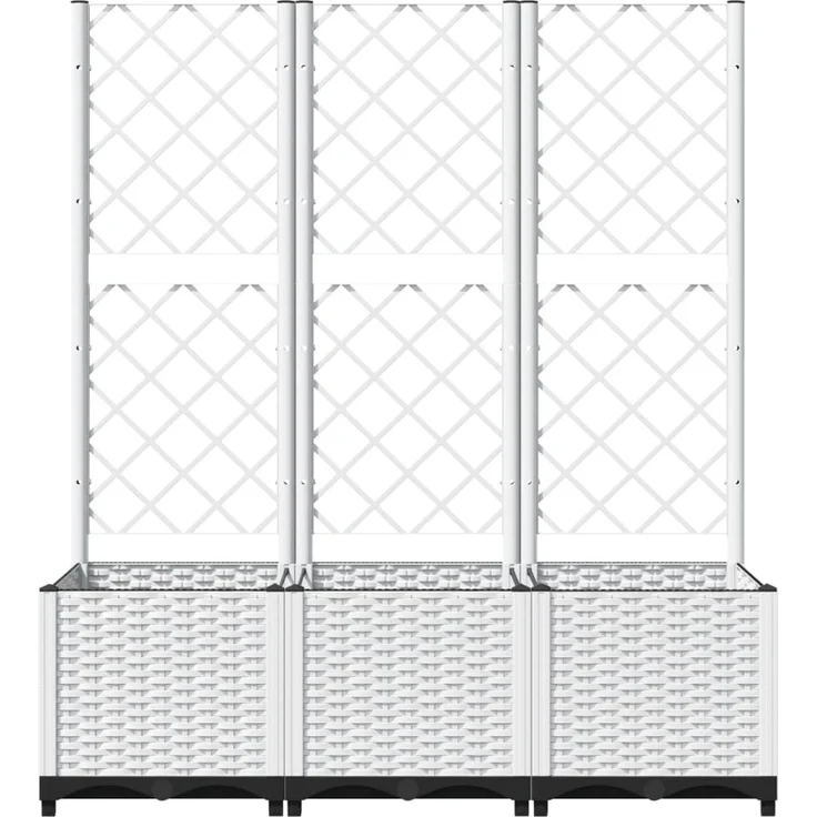 vidaXL Pflanzkübel mit Rankgitter Weiß 120x40x136 cm PP 153284 – Bild 4