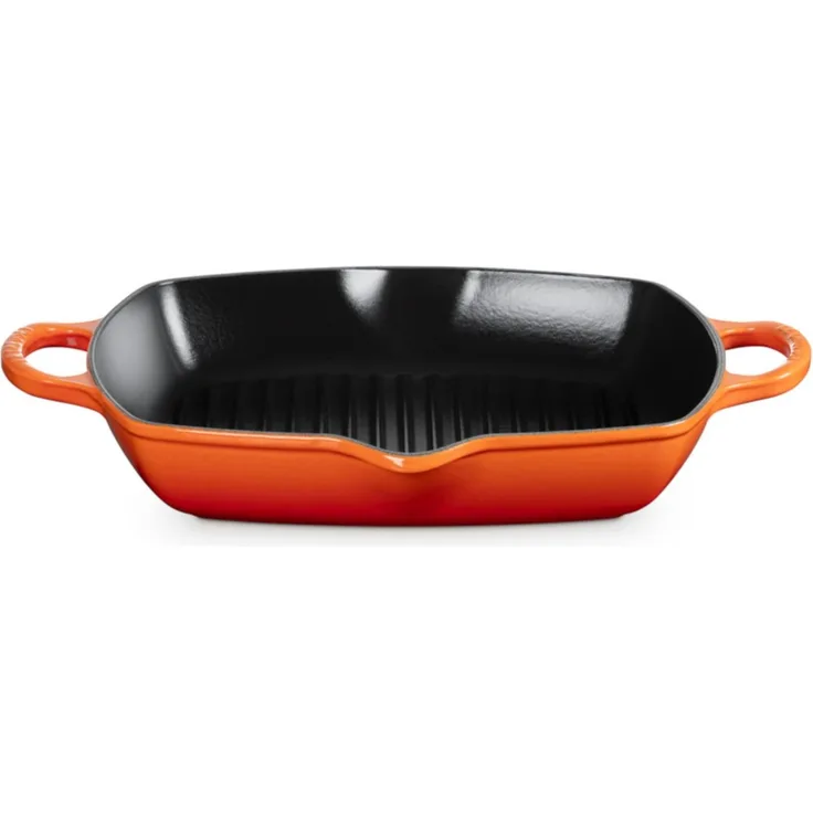 Le Creuset Grillpfanne quadratisch 2 Griffe Signature 30 cm Ofenrot - 29 bis 32 cm - Orange