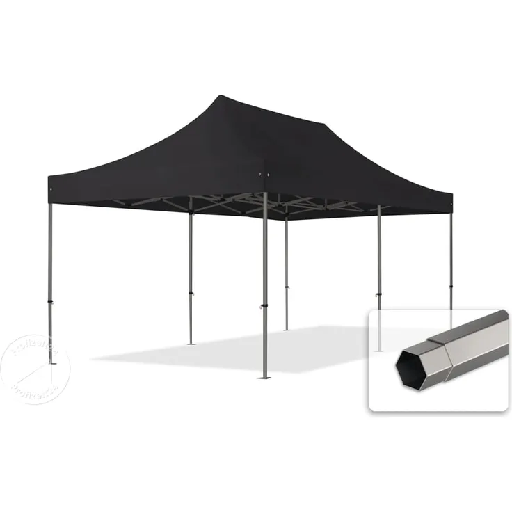 3x6 m Faltpavillon, PREMIUM Stahl 40mm, schwarz