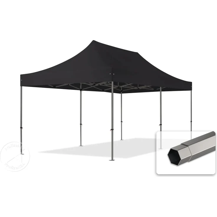 3x6 m Faltpavillon, PREMIUM Stahl 40mm, schwarz – Bild 1