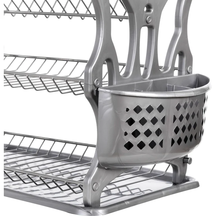 DanDiBo Abtropfgestell Geschirr 3 Etagen Abtropfständer 72434 Abtropfkorb Abtropfgitter Abtropfschale Tellertrockner mit Untersetzer und Besteckkorb – Bild 3