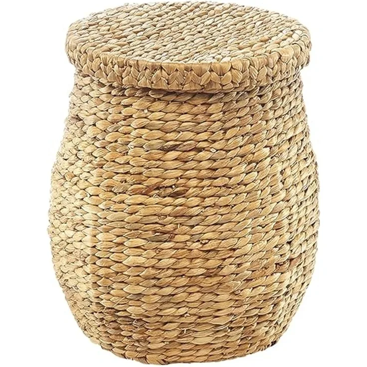 Kobolo Wäschekorb Aufbewahrungskorb aus Wasserhyazinthe mit Deckel (mit Deckel)