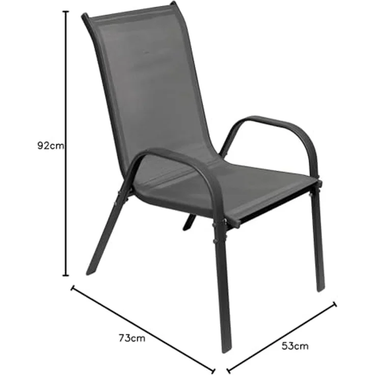 Outdoorstuhl Gartenstuhl Stapelstuhl Metall Textilen Anthrazit – Bild 2