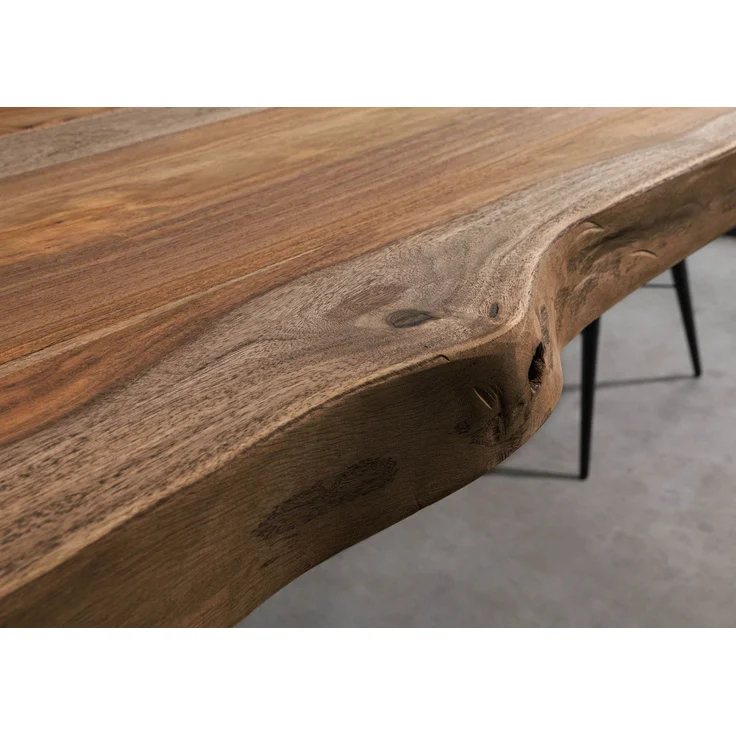 Baumtisch Sheesham 220x100x77 grau gebeizt / Kreuzgestell anthrazit matt FREEFORM 5 – Bild 5