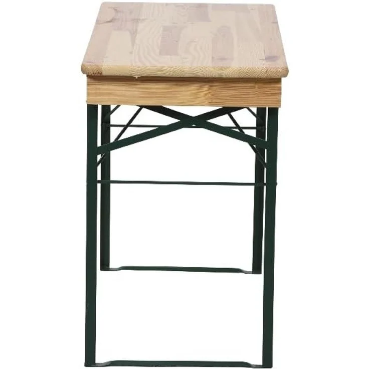 Fun Star Festzeltgarnitur, 3-teilig, klappbar, Holz natur / Stahl grün, 110 x 50 x 79 cm – Bild 13