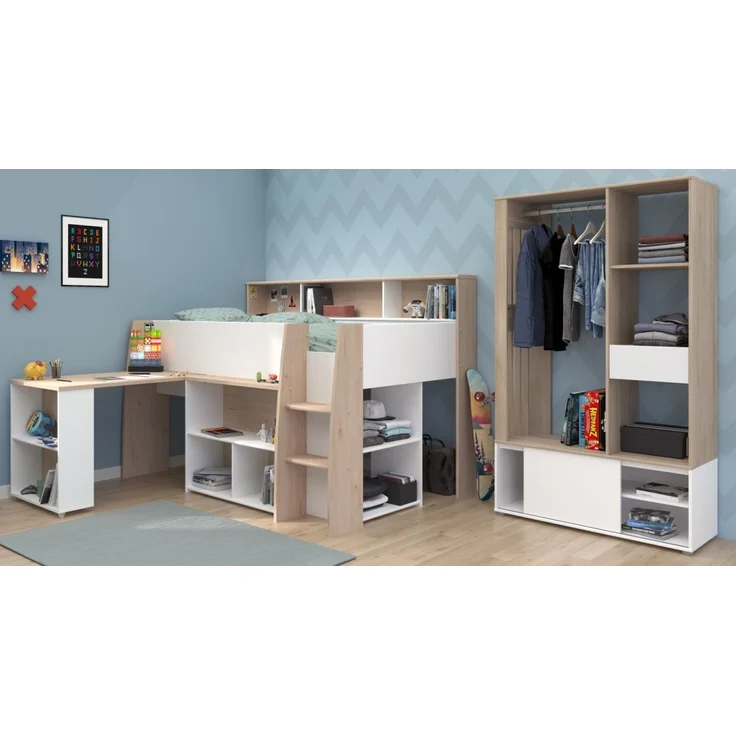 Parisot Kinderzimmer und Jugendzimmer Lucas in weiß und Eiche Set 2-tlg. – Bild 1