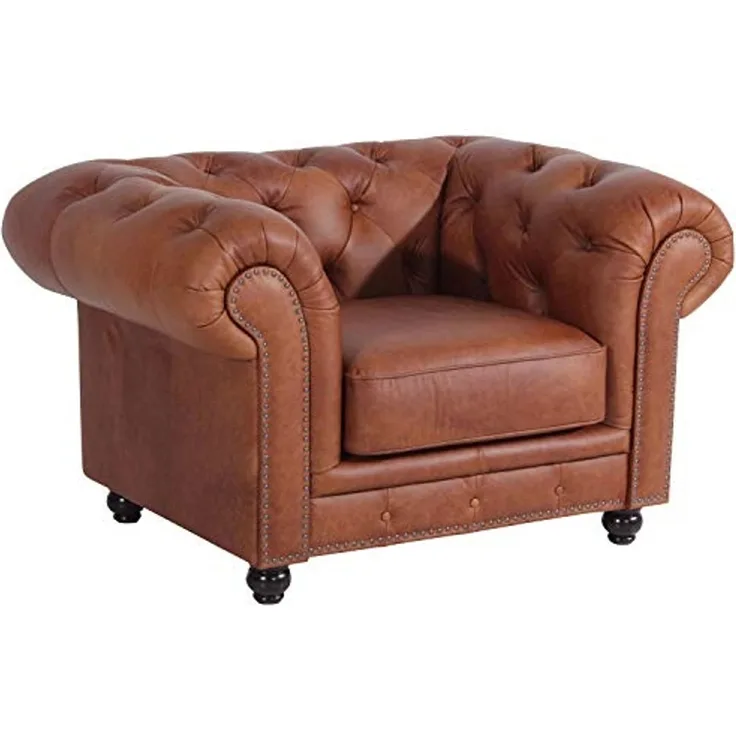 Max Winzer 'ORLEANS-23' Sessel leicht pigmentiertes Nappaleder (Antikleder) Farbe cognac Sitzhärte mittel B: 135cm T: 100cm H: 77cm