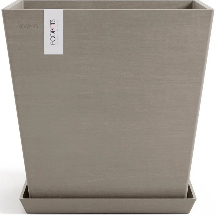 ECOPOTS Blumentopf Rotterdam 45 + Wassersystem Taupe, für innen und außen: frostsicher, bruchsicher und lichtbeständig – Bild 1