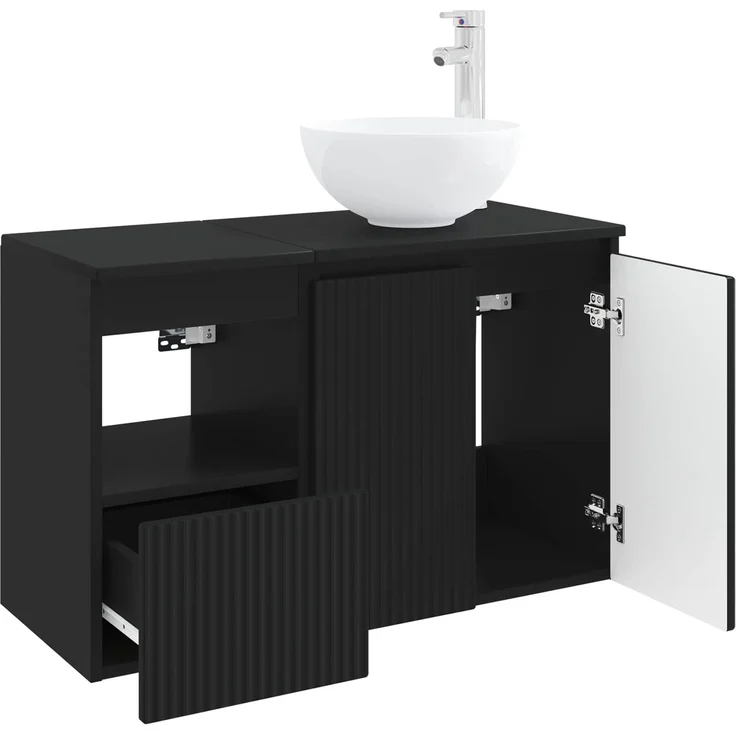 vidaXL Badezimmerschrank-Set 2 stk. Schwarz 79,5 x 41 x 80 cm 3404035 – Bild 4