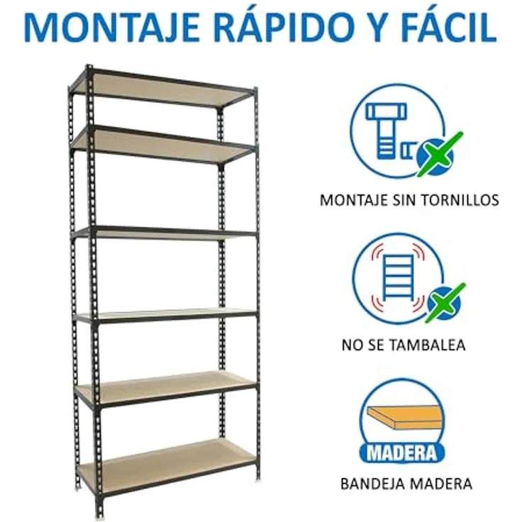 Simonrack Schwerlastregal, Lagerregal, 250 x 110 x 40 cm, Metallregal, Kellerregal, Biegestelle 200 kg, 6 Holzfachböden, Anthrazit/Holz - Maderclick – Bild 6